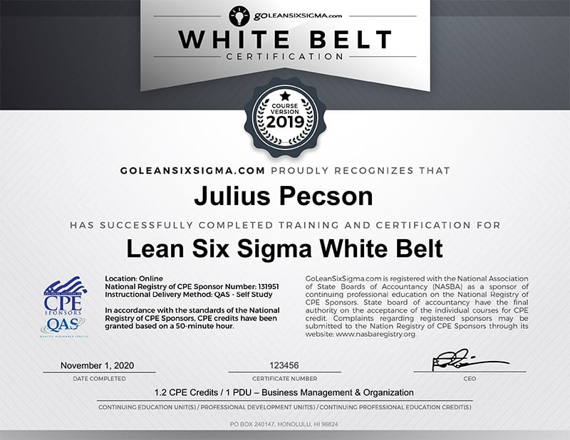 white belt certification