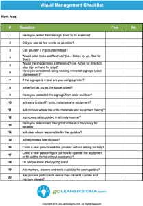 Visual Management Checklist - GoLeanSixSigma.com (GLSS)