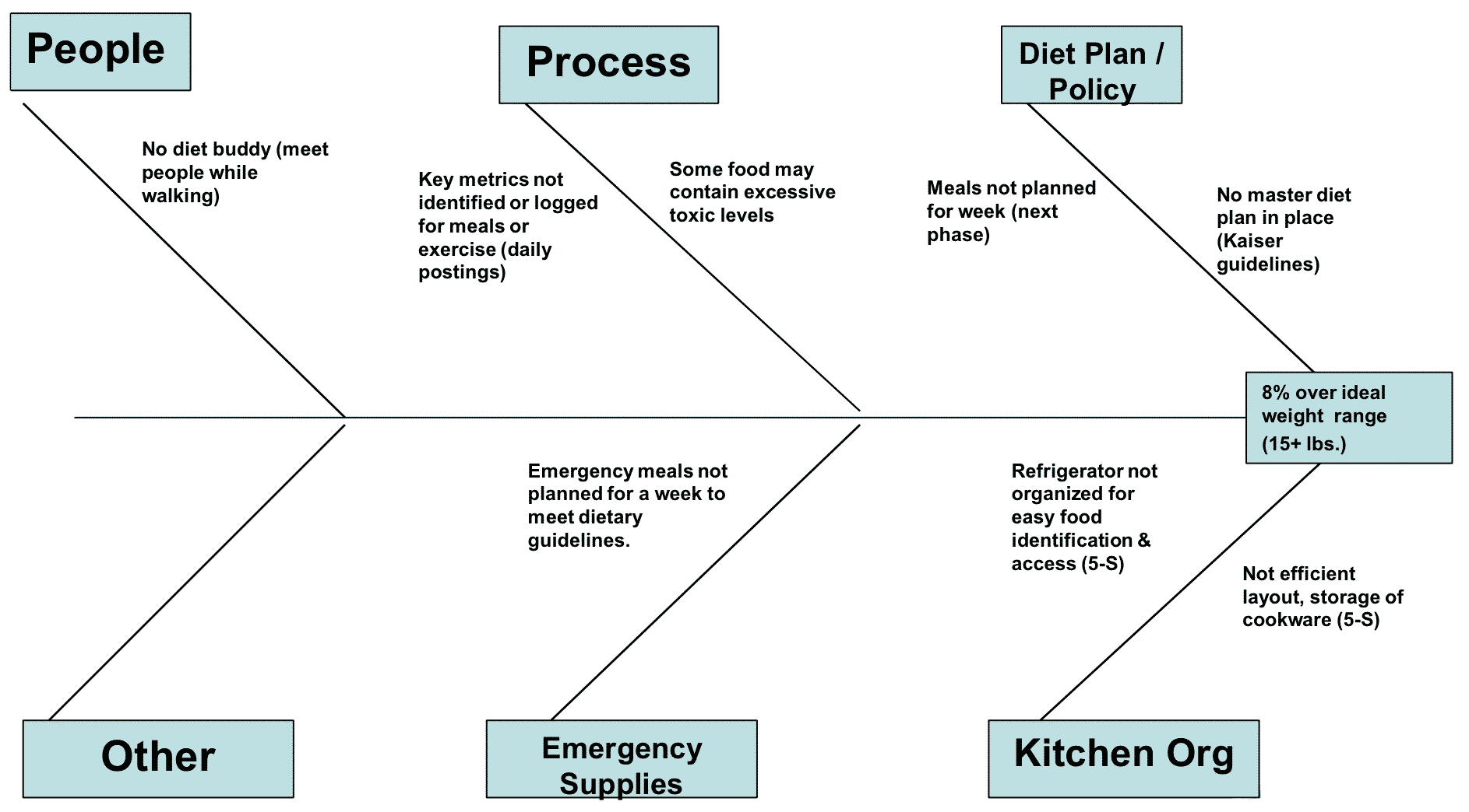 Fishbone Diagram Using Lean Six Sigma To Lose Weight Goleansixsigma