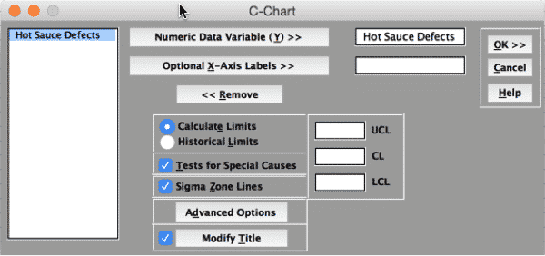 C-Chart-SigmaXL-Settings