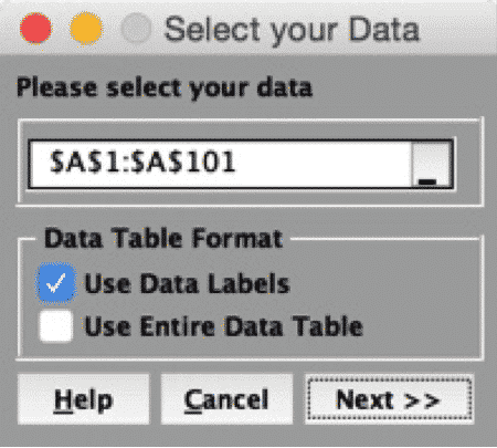 NormalityTest-SigmaXL-SelectData