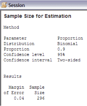 How to Run a Sampling Calculation (Discrete) in Minitab 