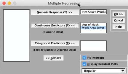 MultipleRegressionTest-SigmaXL-Settings