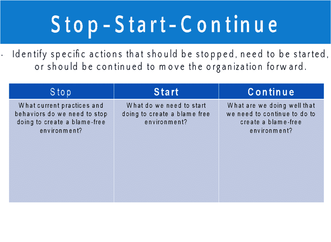 Stop Start Continue Examples For Leaders