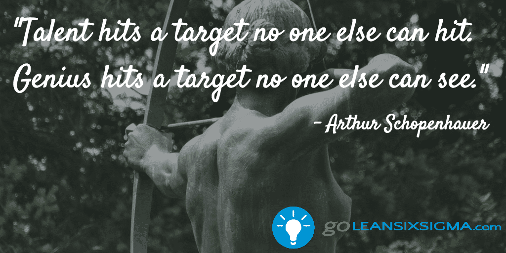 Talent Hits A Target No One Else Can Hit Genius Hits A Target No One Else Can See Arthur Schopenhauer Goleansixsigma Com