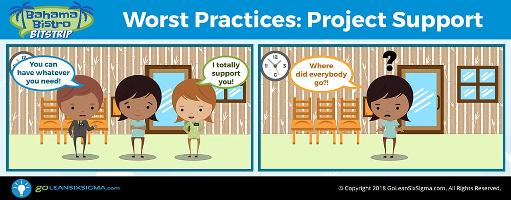 Bahama Bistro Bitstrip: Worst Practices - Project Support - GoLeanSixSigma.com