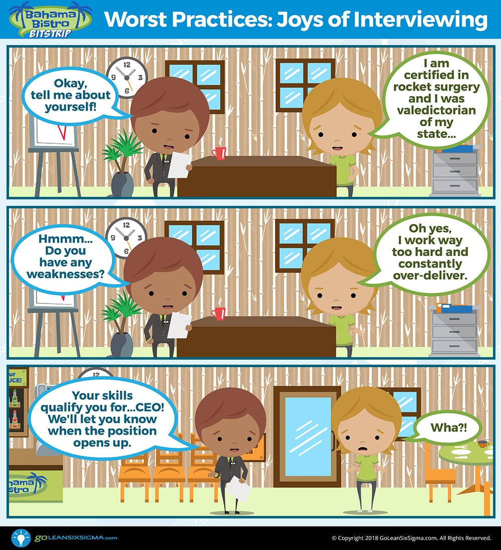 Bahama Bistro Bitstrip: Worst Practices - The Joys of Interviewing - GoLeanSixSigma.com